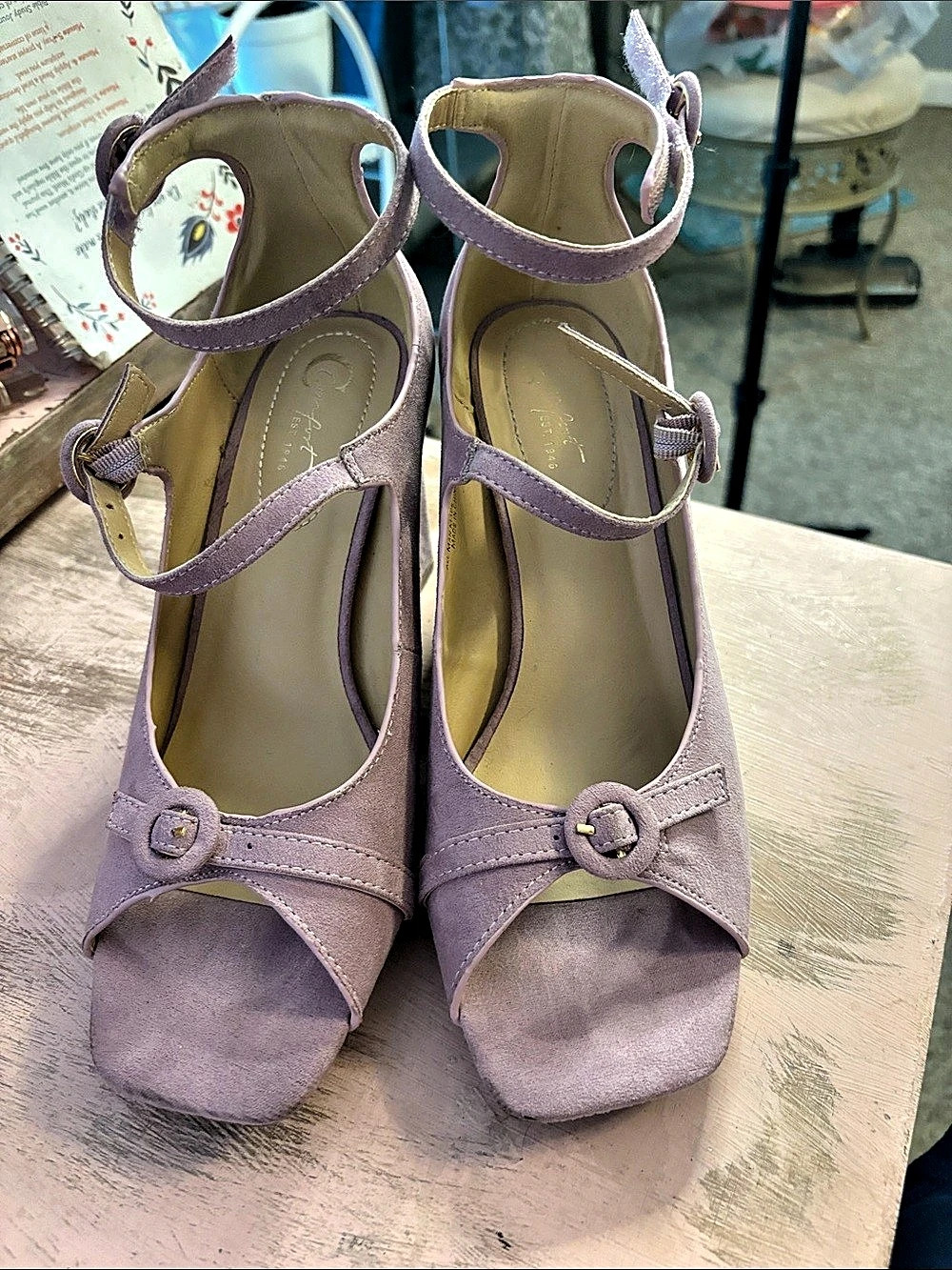 Comfort Plus by Confidence Women's Purple Ankle Strap Heels